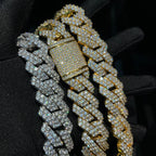 20mm Moissanite Hip Hop Two-Row Rhombus Cuban Chain