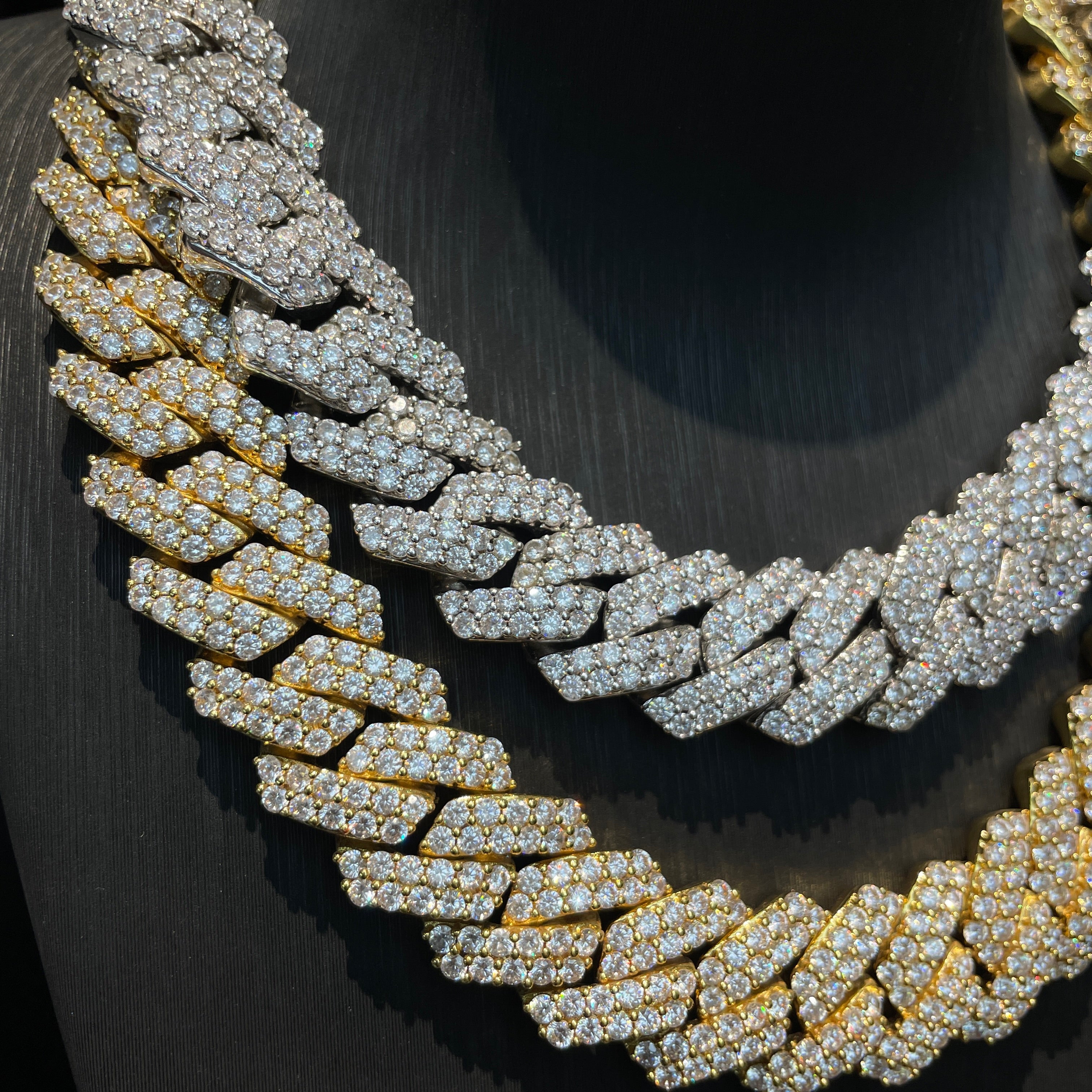 20mm Moissanite Hip Hop Two-Row Rhombus Cuban Chain