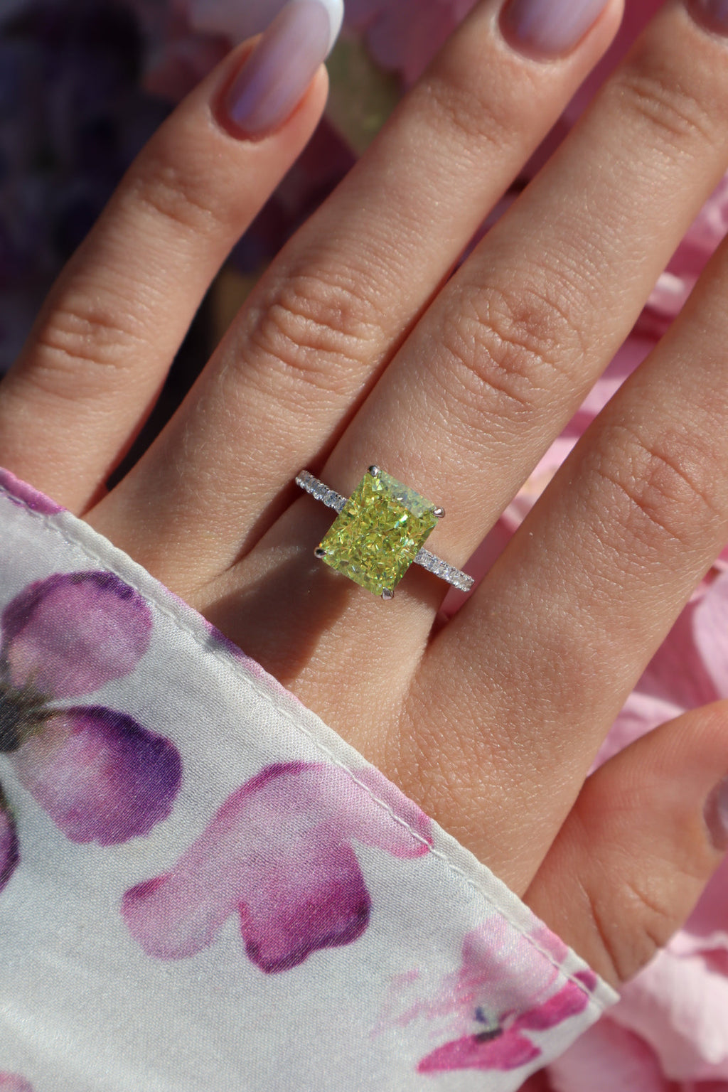 S925 Advanced Ice Flower Cut Colorful Gem Ring