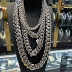 10/12/14/16/18/20/22mm Width Smooth White Gold Large Cuban Chain