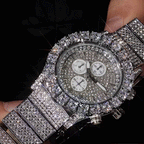 Iced Round Cut Luminous Men's Watch in White Gold