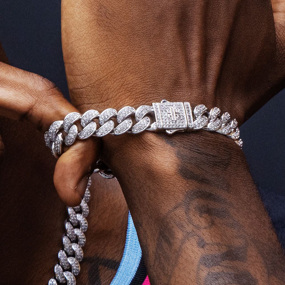 12mm Iced Out Moissanite Cuban Link Bracelet for Men's