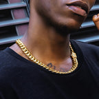 Moissanite Clasp Miami Cuban Link Chain (12mm) in 18K Gold for Men's