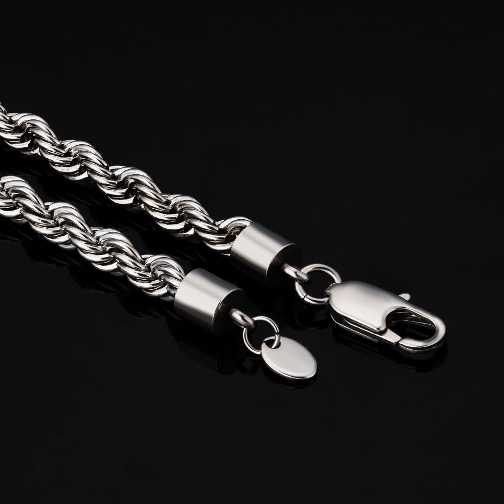 6mm Mens Rope Chain and Bracelet Set