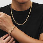 6mm Mens Rope Chain and Bracelet Set