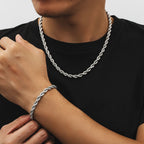6mm Mens Rope Chain and Bracelet Set