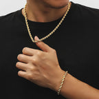 6mm Mens Rope Chain and Bracelet Set