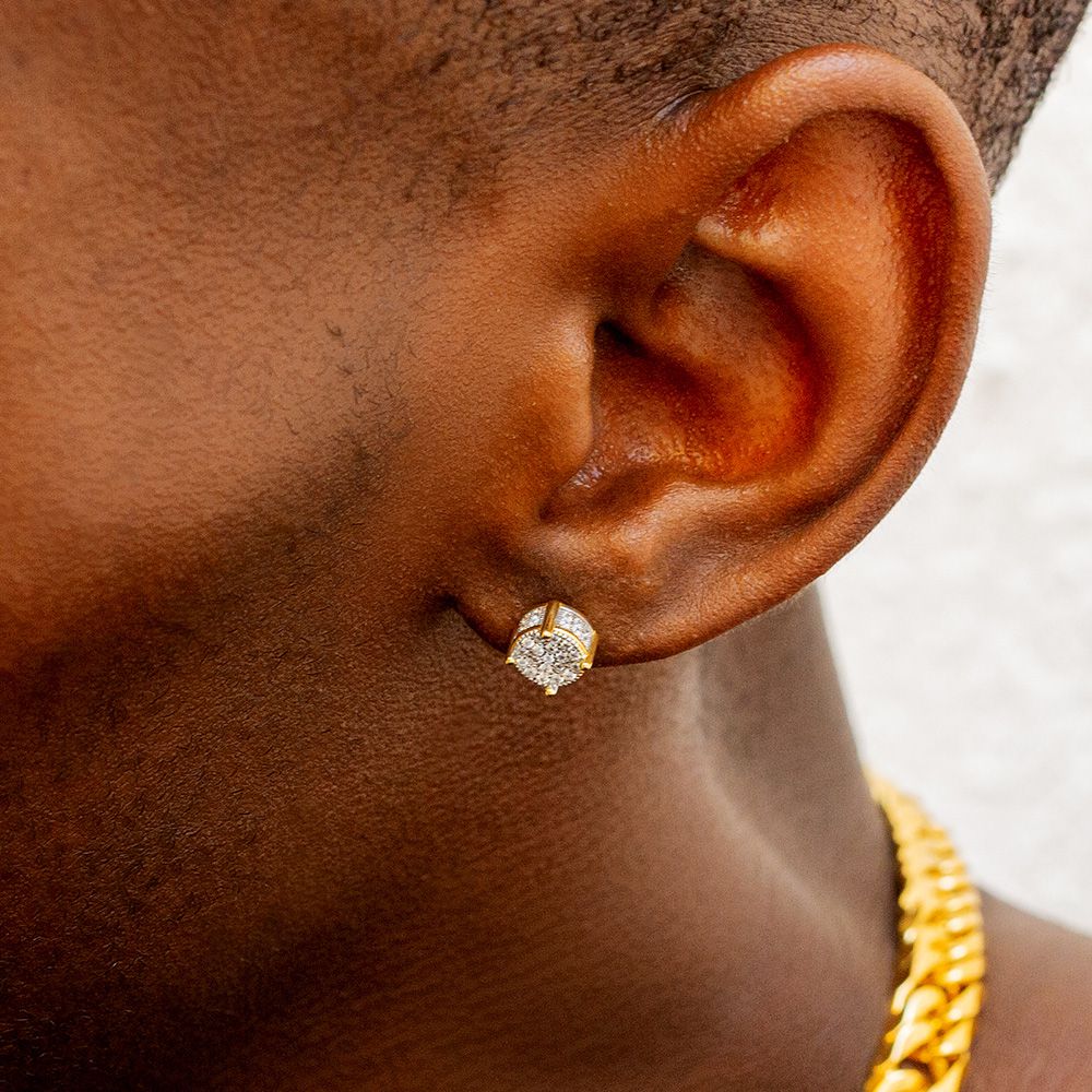 S925 & Moissanite Round Diamond Stud Earrings for Men