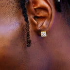 S925 Moissanite Princess Cut Diamond Stud Earrings for Men