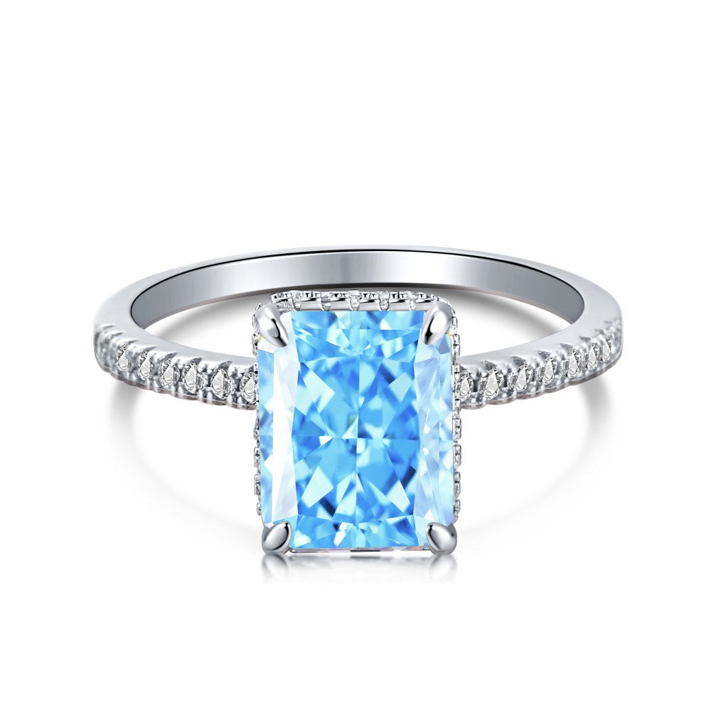 S925 Advanced Ice Flower Cut Colorful Gem Ring