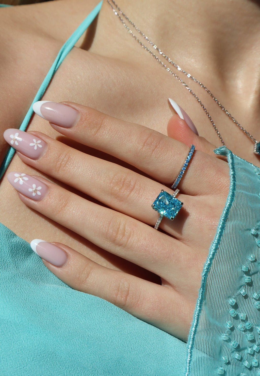 S925 Advanced Ice Flower Cut Colorful Gem Ring