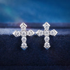 S925 Moissanite Micro Cross Stud Earrings