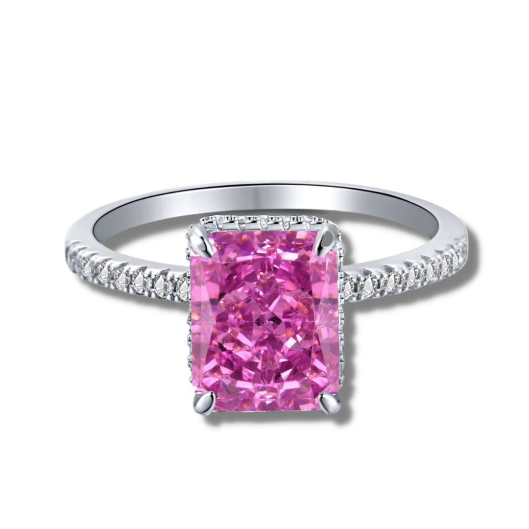S925 Advanced Ice Flower Cut Colorful Gem Ring