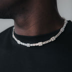 Moissanite Cluster Baguette Tennis Chain White Gold