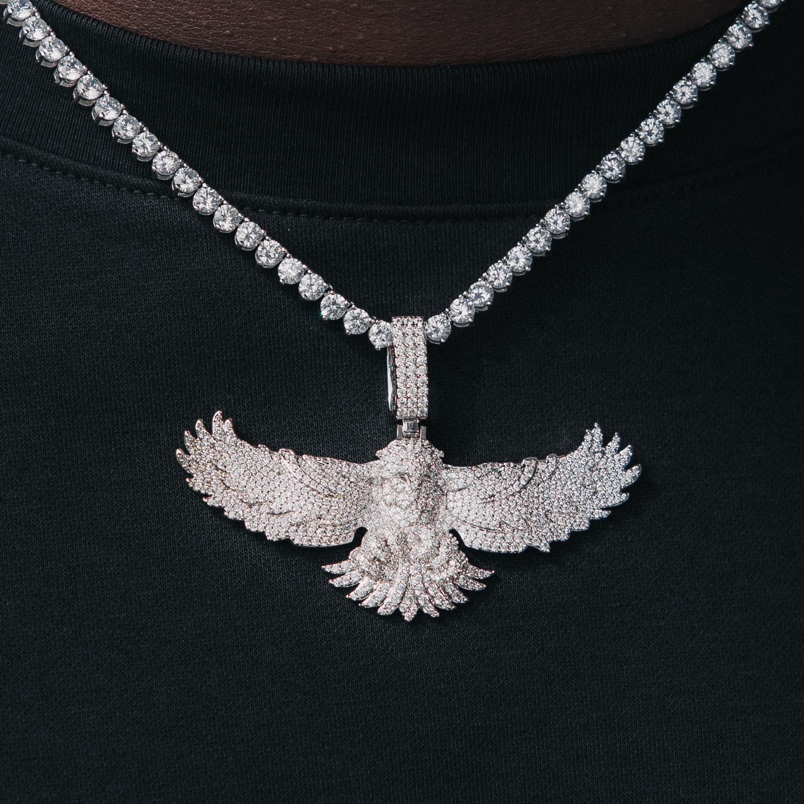 Eagle White Gold Moissanite Pendant