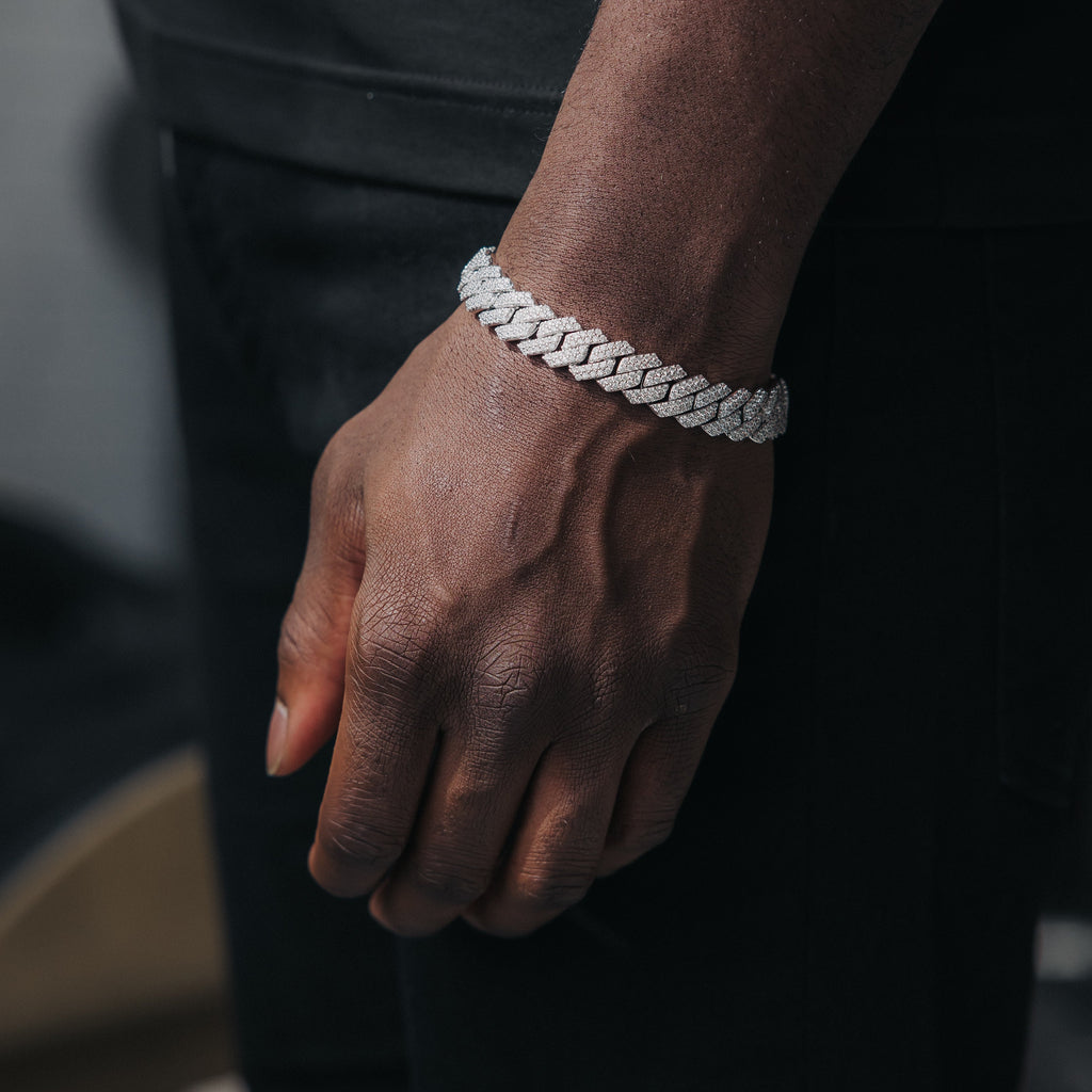 12mm Moissanite Prong Cuban Bracelet