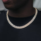 12mm Moissanite Diamond Prong Cuban Chain 18k Gold