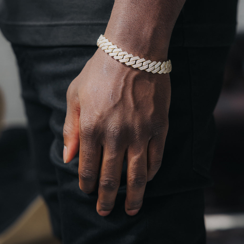 12mm Moissanite Prong Cuban Bracelet