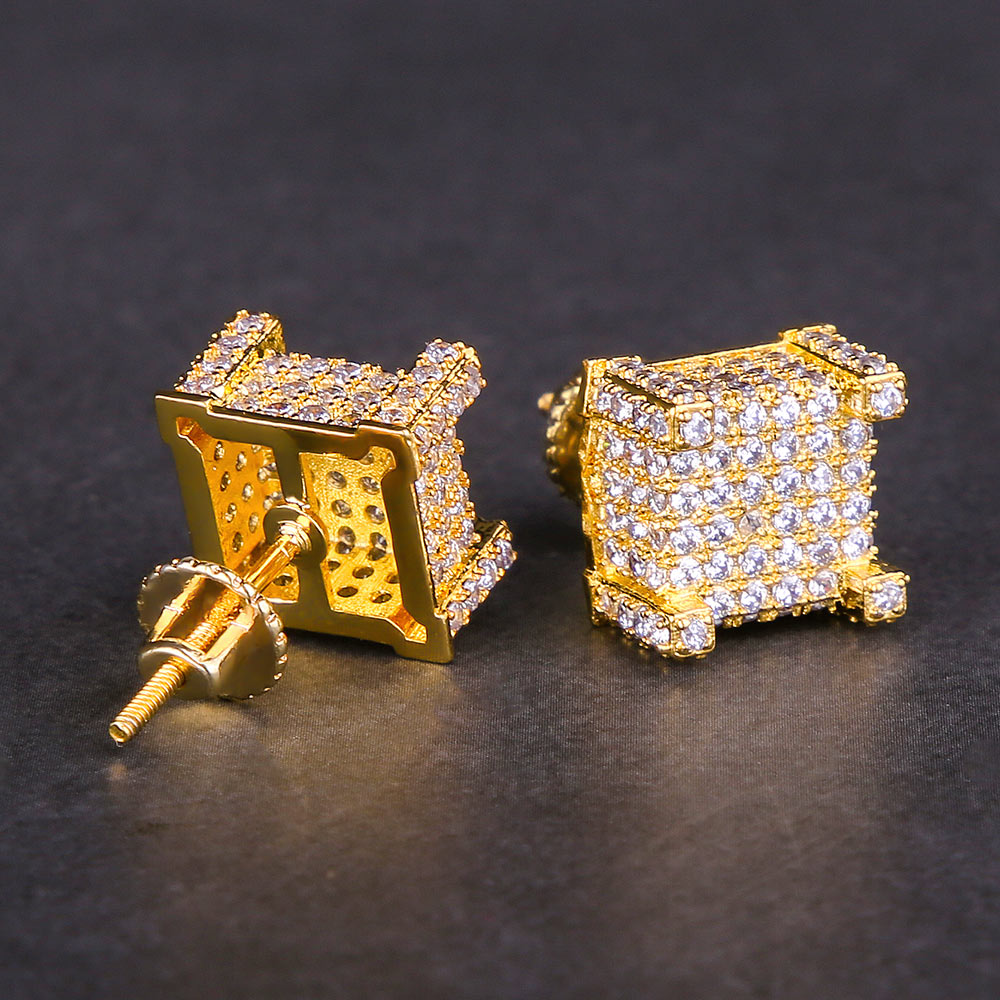 10mm S925 Moissanite Iced Out Stud Earrings Hip-Hop Men's