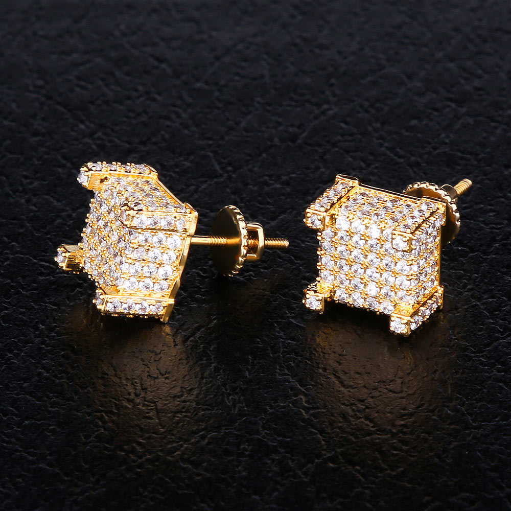10mm S925 Moissanite Iced Out Stud Earrings Hip-Hop Men's