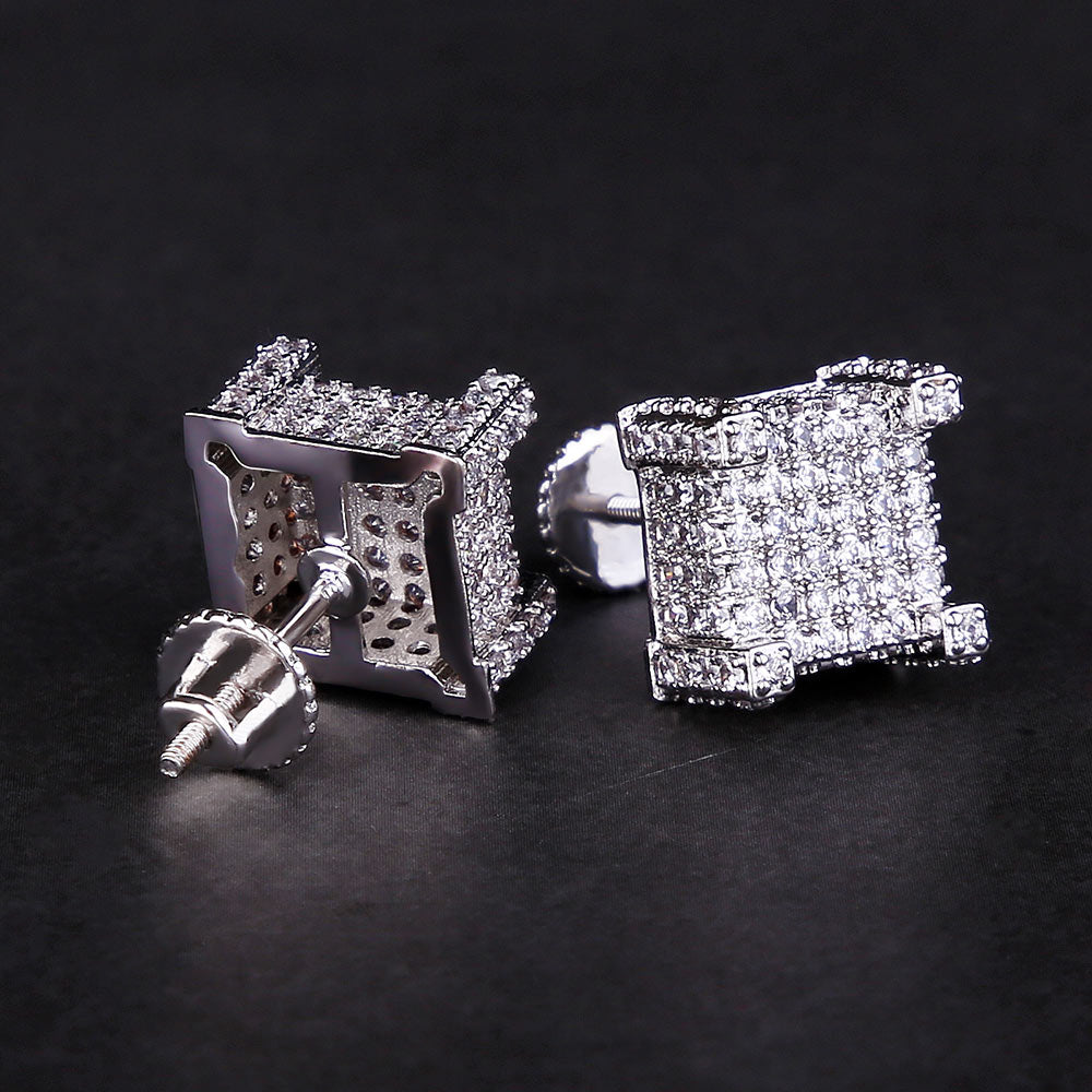 10mm S925 Moissanite Iced Out Stud Earrings Hip-Hop Men's