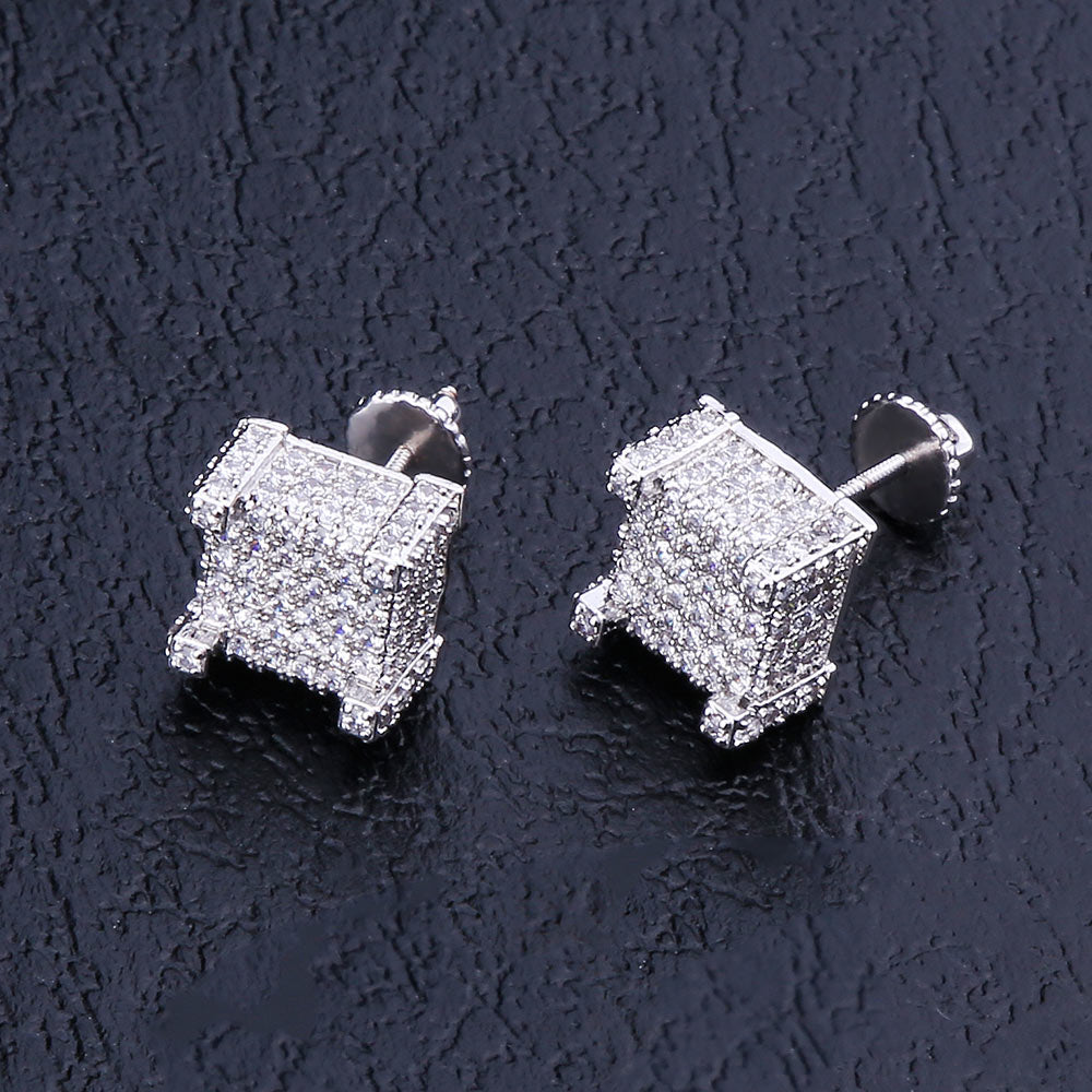 10mm S925 Moissanite Iced Out Stud Earrings Hip-Hop Men's