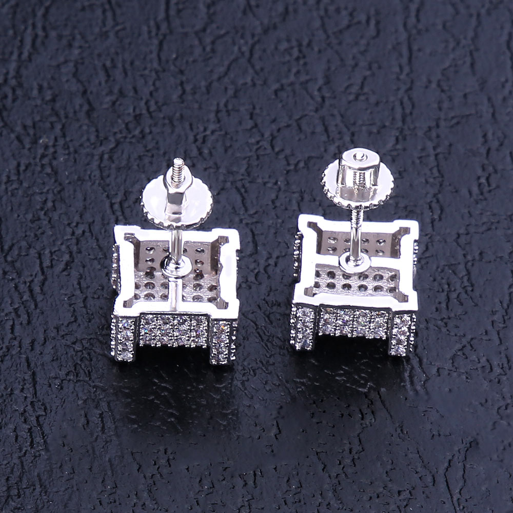 10mm S925 Moissanite Iced Out Stud Earrings Hip-Hop Men's