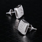 S925 Moissanite Square Diamond Stud Earrings for Men