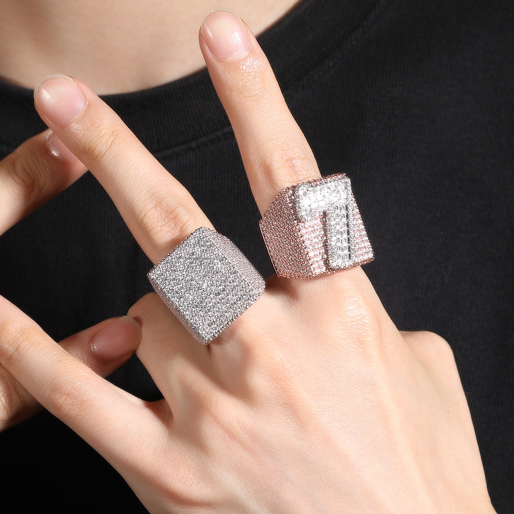 Two Tone Alphabet Digit Moissanite Custom Ring