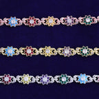 Hip-Hop Colored Flower Leaf Necklace with Moissanite