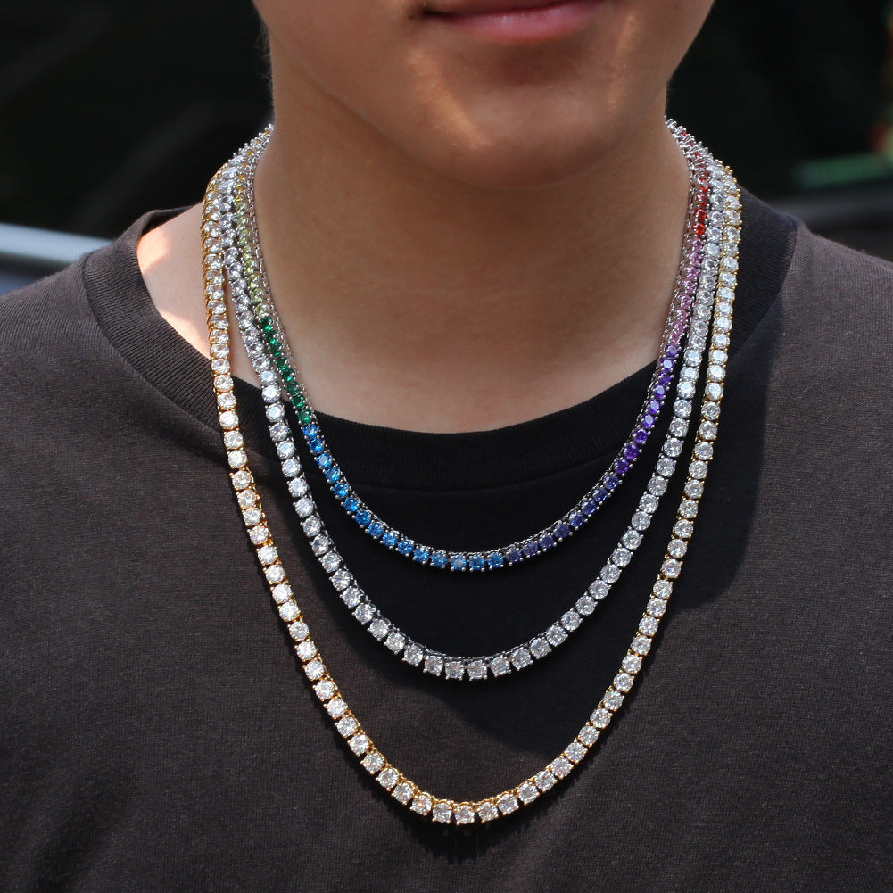 Hip Hop Trend Colored Zircon Tennis Chain