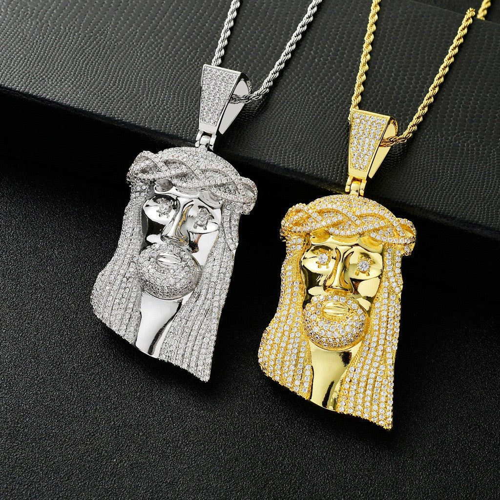 Moissanite Classic Jesus Pendant Diamond Ball Chain Set