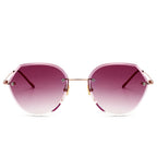 Polygonal Diamond Cut Shape Rimless Sunglasses
