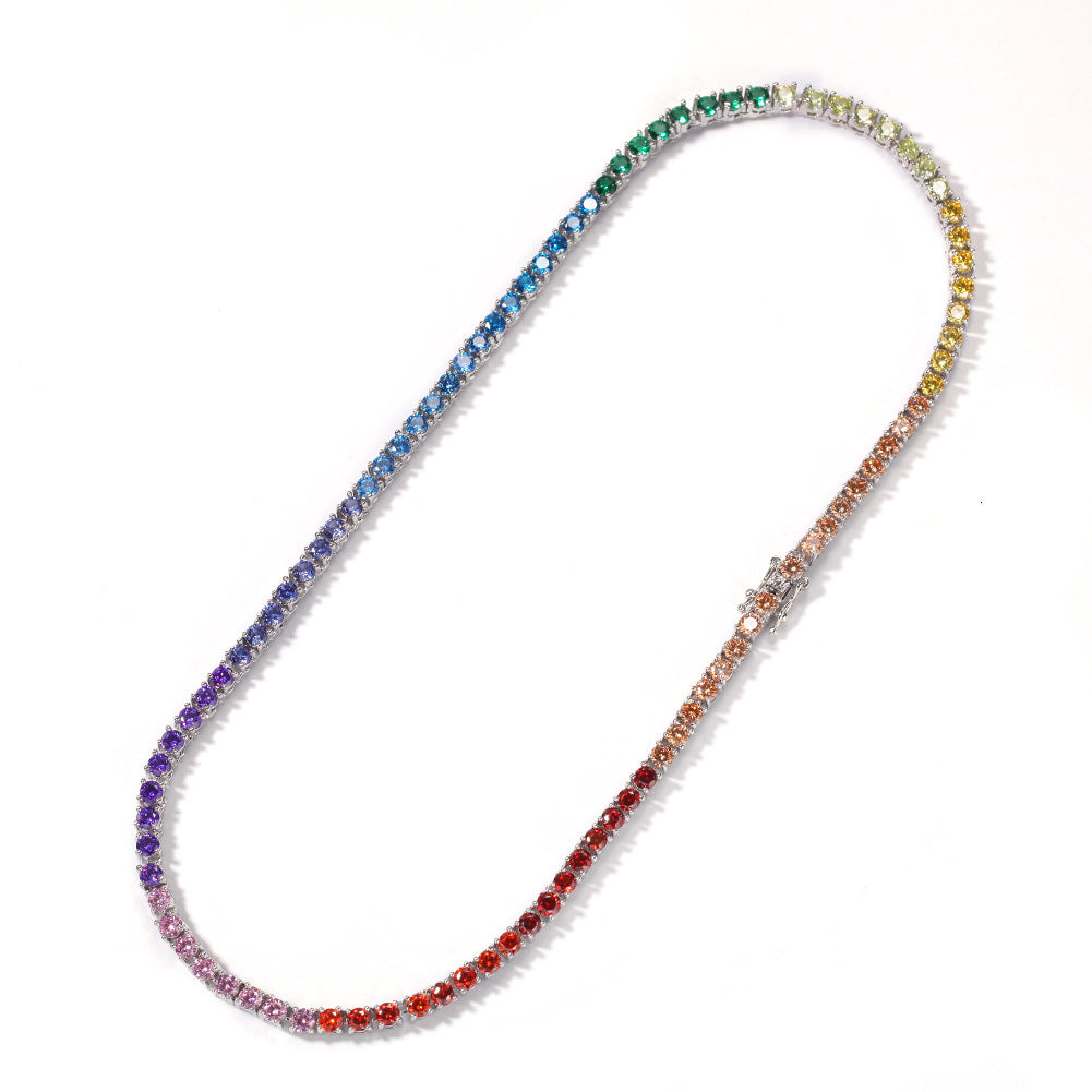 Hip Hop Trend Colored Zircon Tennis Chain