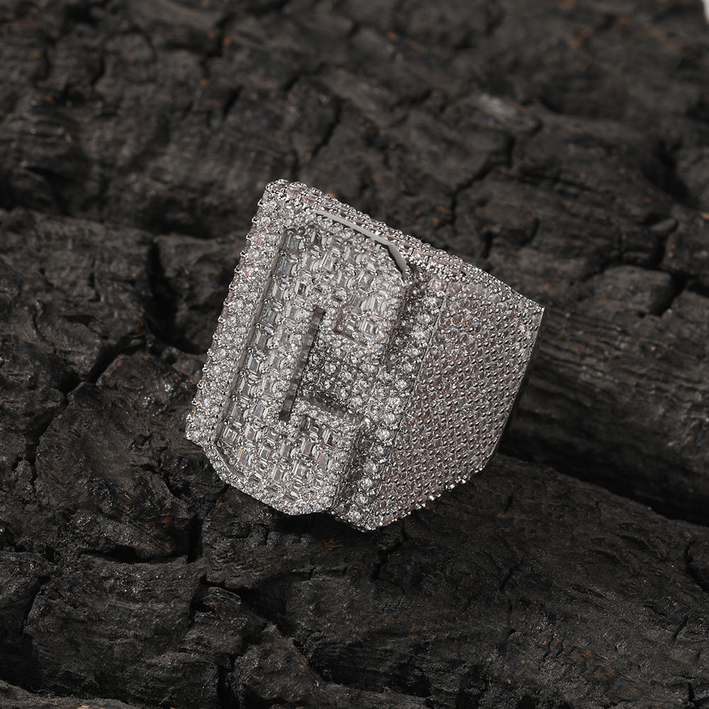 Two Tone Alphabet Digit Moissanite Custom Ring