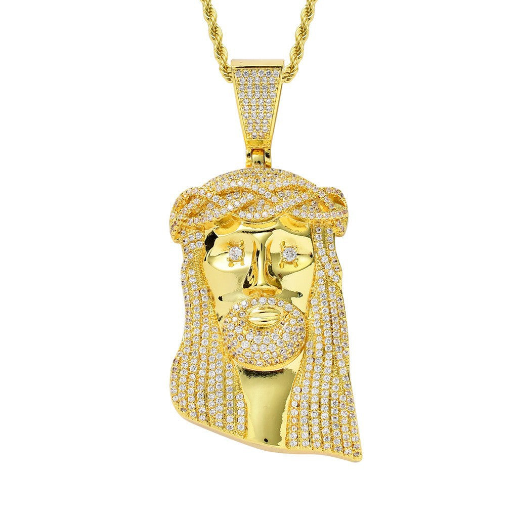 Big Jesus Piece Moissanite White Gold Pendant