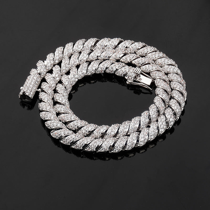 14mm Moissanite Twisted Cuban Chain