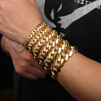 14/16/18/20mm Width 14K Gold Plated Glossy Large Cuban Chain