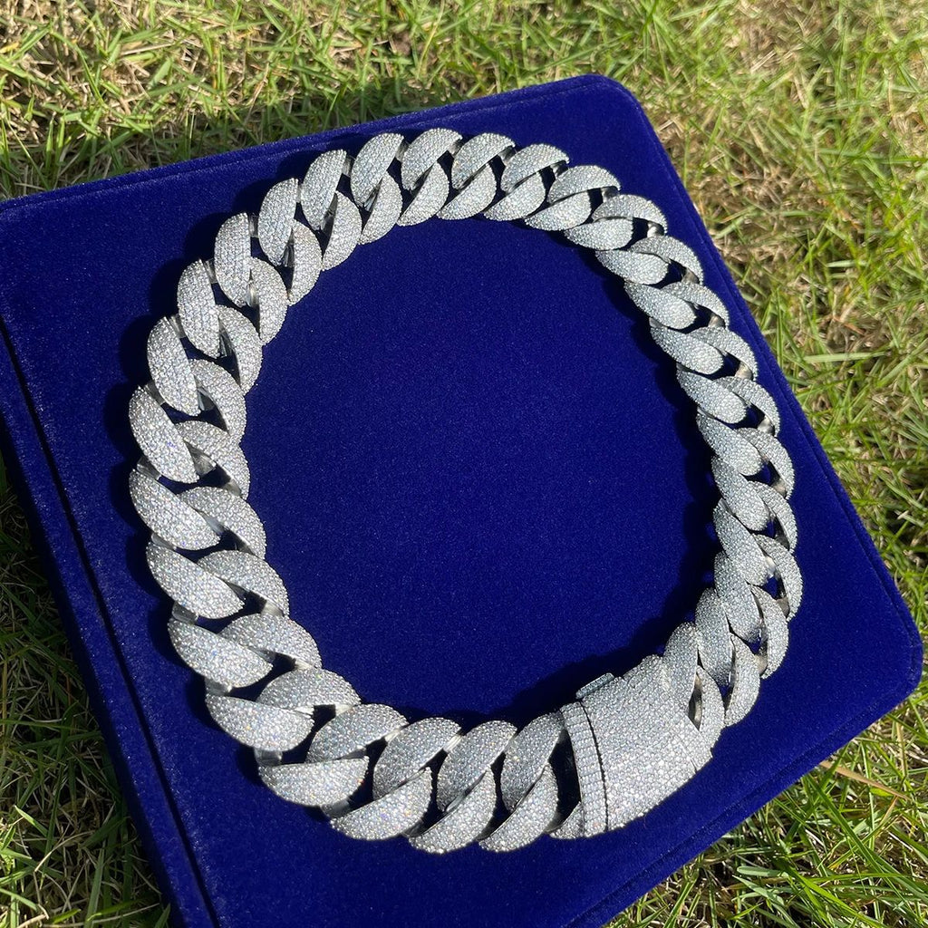 25mm Hip-Hop Moissanite Bubble Cuban Link Necklace