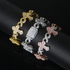 15mm Moissanite Cross Infinity Link Bracelet