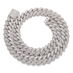 16mm Moissanite Square Round Diamond Baguette Cuban Chain