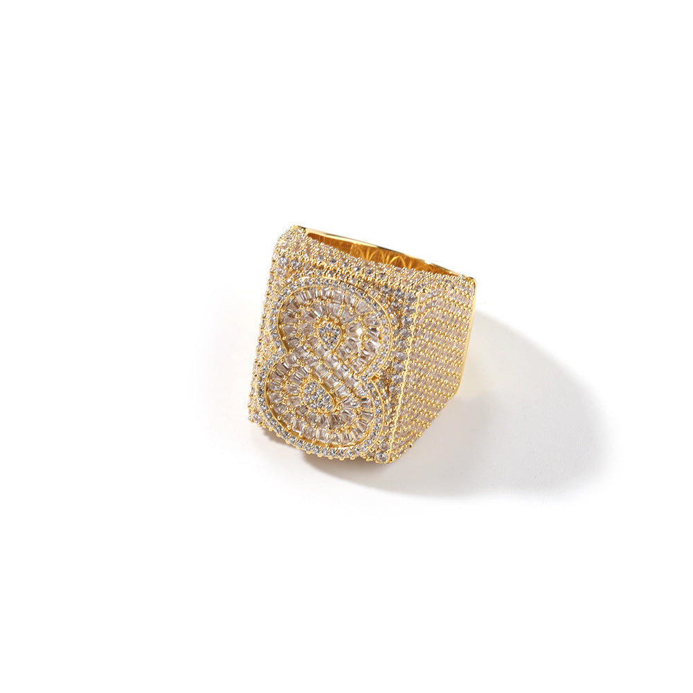 Two Tone Alphabet Digit Moissanite Custom Ring