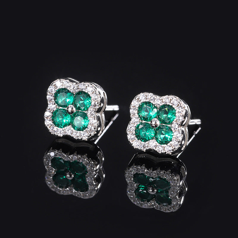Moissanite Floral Colored Gemstone Earrings