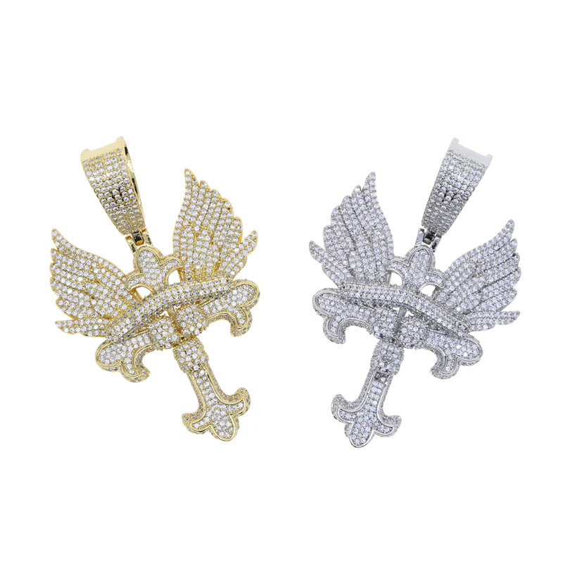 Hip Hop Iced Out Skull Cross Pendant