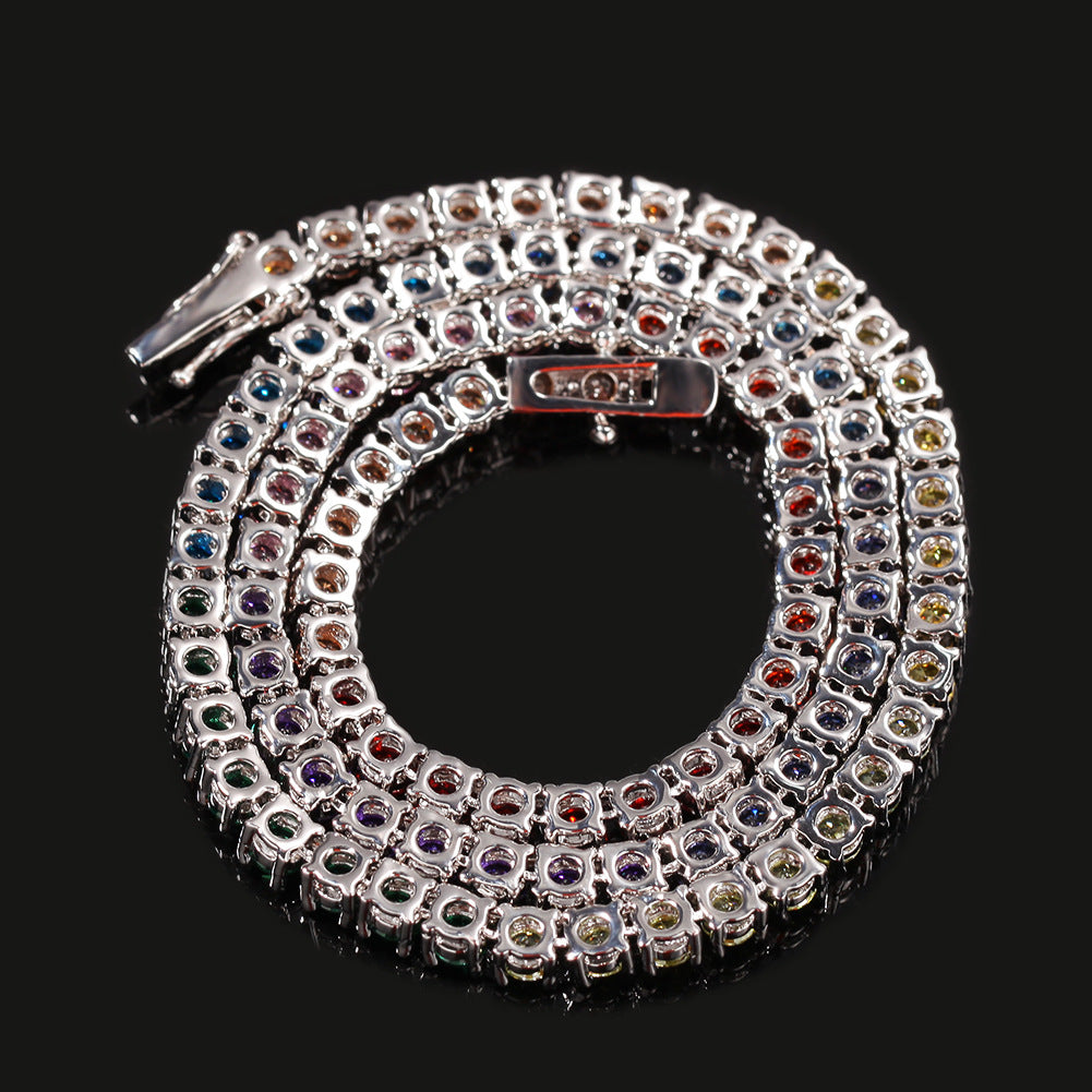 Hip Hop Trend Colored Zircon Tennis Chain