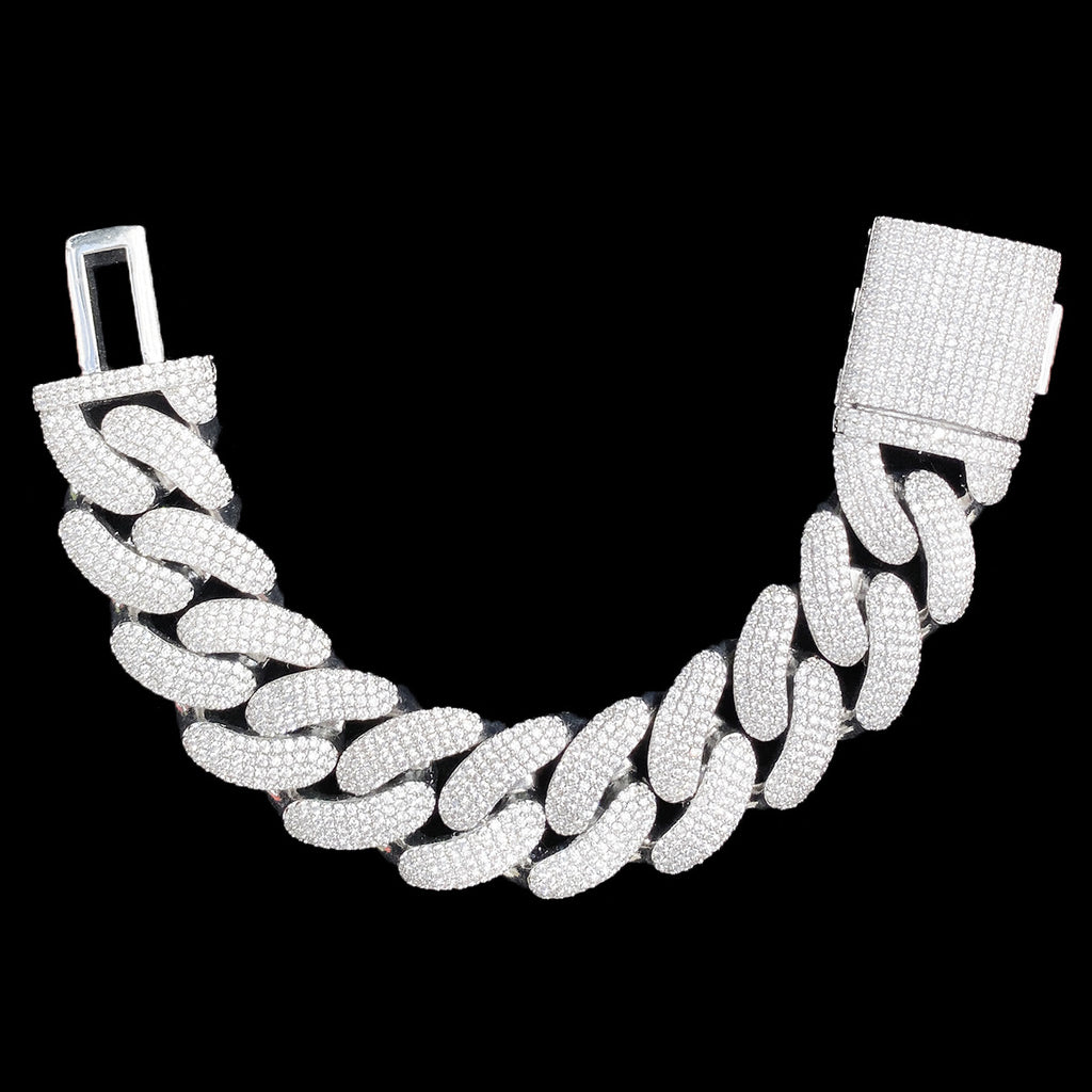 Moissanite Crescent Cuban Link Bracelet