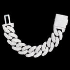 Moissanite Crescent Cuban Link Bracelet