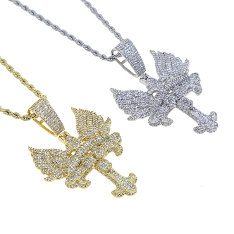 Hip Hop Iced Out Skull Cross Pendant