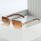 New Frameless Square Metal Leopard Design Frame Sunglasses