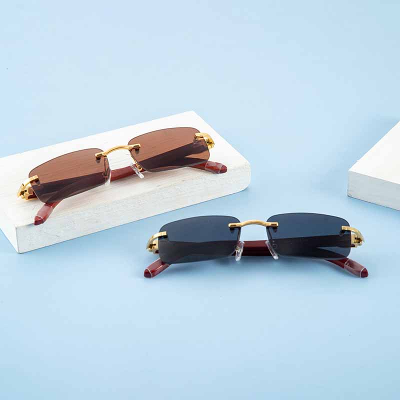 Fashion Frameless Wooden Temple Sunglasses